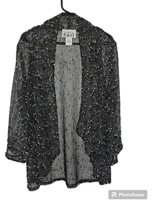 Keren Hart Cardigan Cover-Up Womens Sz Large Black See Through - Picture 1 of 7