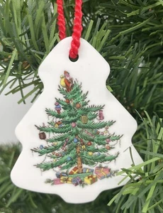 Spode Christmas Tree Ornament Flat Tree Shape Made In England Vintage - Picture 1 of 3