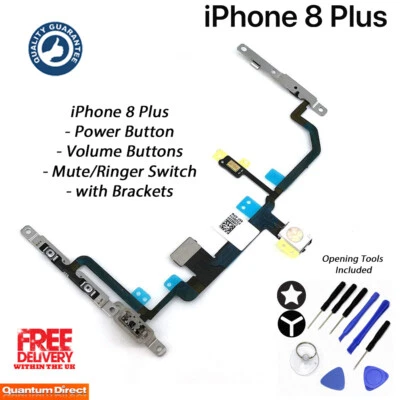 iPhone 8 Plus Power Volume Mute Ringer Buttons Camera Flash w/Brackets - Image 1 of 4
