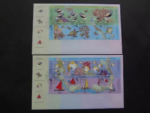 Australia 1994 Islas del Coco Mapa de las Islas del Coco Mini Hojas en 2 FDC - Imagen 1 de 1