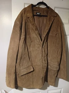 VINTAGE  detail Mens Suede blazer Jacket UK 3XL  ( 52-54 in )  tan  Leather - Picture 1 of 5