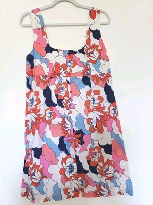 Modcloth X BARBIE Dress A-Line Shift Dress Sleeveless 60s Flower Cotton Large 12 - Image 1 of 4