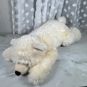 Vintage Sea World Polar Bear On Belly Plush Stuffed Animal Souvenir 28" - Picture 1 of 9