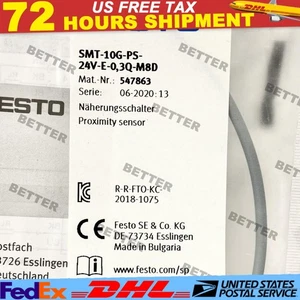 New SMT-10G-PS-24V-E-0,3Q-M8D Festo 547863 Fast Shipping Proximity Sensor - Picture 1 of 7