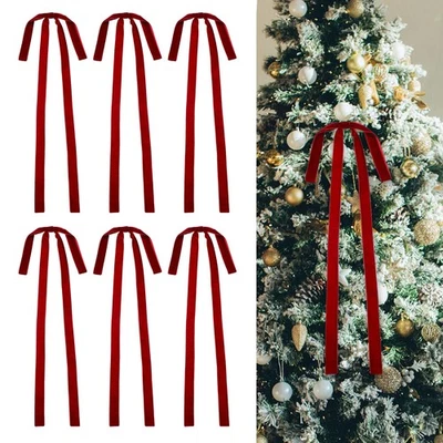 6 Pcs Pre-Tied Bows Satin Ribbon Bows 23.5x15.5" Twist Ties Gift Bows Wine Red - Image 1 of 4