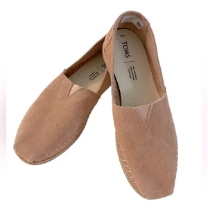 Toms Alpargata Sand Pink Suede Neutral Leather Slip On Loafer Shoes Size 8 - Picture 1 of 9