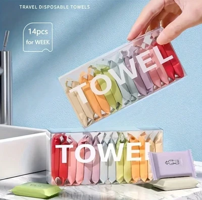 14pcs portable compressed face towels – travel & camping convenience - NEW - Image 1 of 4