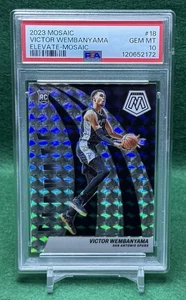2023-24 Panini Mosaic Victor Wembanyama Silver Elevate Rookie #18 PSA GEM MT 10 - Picture 1 of 5