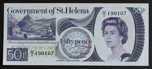 (1979) St. Helena 50 Pence (50p) Banknote P#5a S/N# VI 190107 - Bild 1 von 2
