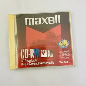 Maxell CD-RW (650MB, 74-Minute Capacity) - Rewritable CD Disc - Brand New Sealed - Imagen 1 de 3
