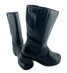 Earth Shoes Botas para Mujer Maddie Cuero Negro Media Pantorrilla Cremallera 2" Tacón Talla 8 - Imagen 1 de 15