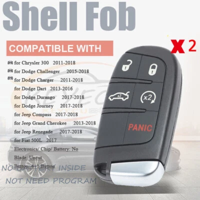 2x Funda Carcasa Llave Remota para Jeep Grand Cherokee para Dodge Charger Dart Durango Foto 1 de 4