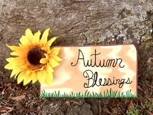 Handgefertigtes Herbstsegen Holzschild rustikal Bauernhaus Deko handbemalt - Bild 1 von 6