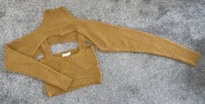 BNWT TOPSHOP RIB KNIT FUNNEL LONG SLEEVE & CROP CAMI TOP 2PC SET SIZE XS - Picture 1 of 1