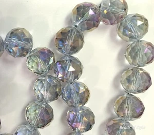 12 Large Faceted Round Disco Ball Beads Crystal Glass 18mm Plated Loose Bead Lot - Picture 1 of 2