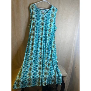 Denim & Co. Maxi Dress Diamond Print Sleeveless Casual Sundress 3XP - Picture 1 of 6