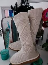 Gorgeous Cream/Beige Classic Argyle Wool Cable Knit UGG Boots Size 5.5 £9!
