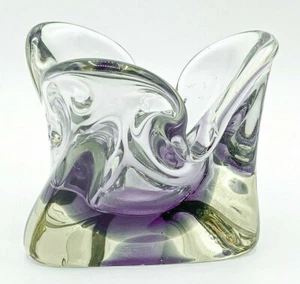 Vintage Czech Art Glass Cigar Ashtray Harrachov Metelak Borske Hand Blown Purple - Picture 1 of 4