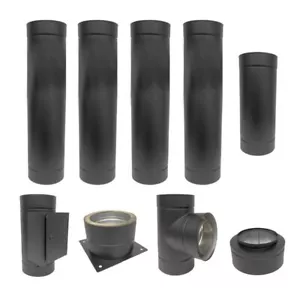 Ofenrohr Edelstahlschornstein doppelwandig schwarz 150 mm Rauchrohr - Bild 1 von 50