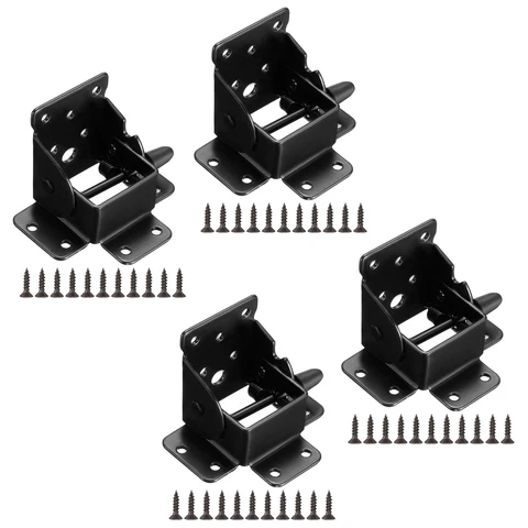 4pcs Folding Hinge 2.2" Height Self-Locking Frame Extension Rack, Black Cover