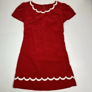 Vtg Handmade Dress Girls Sz 10-12 Red Velvet White Strip Trim Christmas Party - Picture 1 of 7