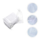  100 Pcs White Fabric Drawstring Gauze Bag Portable Storage Pouch