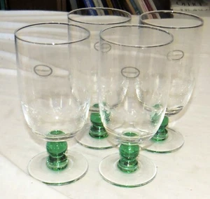 Portmeirion Options FOUR 7 inch Etched Green Stem Glass Iced Tea Goblets: New - Picture 1 of 4