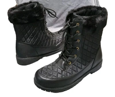 Botas acolchadas Louna para clima frío ribete de piel sintética JustFab talla 10 negras EE. UU. - Imagen 1 de 4