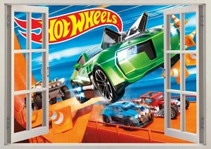 Hot Wheels Toys Cars Kids Boys 3d Smashed Wall View Sticker Poster Mural Z 759 - Picture 1 of 1