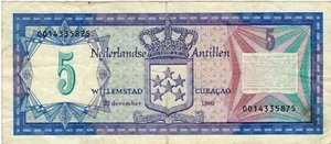 Billete Antillas Neerlandesas 5 florines 1980 P15a - Imagen 1 de 2