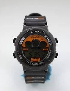 Acqua Indiglo Reloj Hombres Gris Plástico Negro 30m Fecha Luz Alarma Cron Cuarzo - Imagen 1 de 6