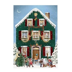 Green House Victorian Christmas House Advent Calendar Card 11.5 x 16.5 cm - Picture 1 of 1