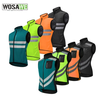 WOSAWE Hi-Viz Cycling Vest High Visibility Running Gilet Reflective Windbreaker - Image 1 of 4
