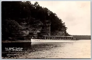 Vtg Lower Dells Wisconsin WI Giant Turtle Chippewa Boat RPPC Real Photo Postcard - Picture 1 of 2