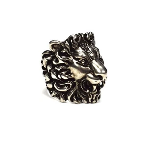 NWT $390 GUCCI Vintage Silver Lion Ring Anger Forest 19 IT 9.5 US Mens AUTHENTIC - Picture 1 of 7