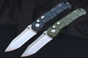 9'' New D2 Steel Blade G10 Handle Button Lock Survival Pocket Folding Knife DF53
