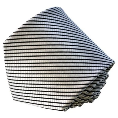 Мужская белая и черная линия геометрический в полоску галстук - Изображение 1 из 4