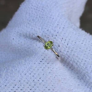 Natural Peridot Ring-Handmade Silver Ring-925 Sterling Silver Ring-Oval Peridot - Picture 1 of 5