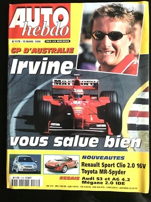 AUTO HEBDO 10/03/1999; GP d'Australie; Irvine/ Essais Audi S3 et A6, Mégane 2.0  - Photo 1/2