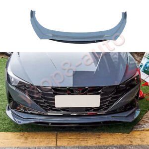 For Hyundai Elantra 2021-2023 Gray Glossy Front Bumper Lip Spoiler Splitter 3Pcs