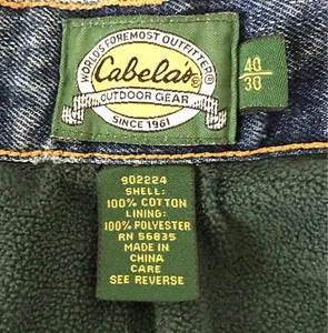 Cabelas Thermo Flanell Gefüttert Blau Jeans Herren Größe 40 x 30 100% Baumwolle - Bild 1 von 12