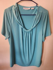 Sag Harbor Damen Bluse Stretch XL hellblau Kurzarm Made in Vietnam - Bild 1 von 3