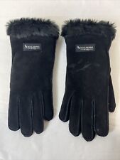 KOOLABURRA By UGG Suede Gloves Cuffed Faux Fur Lining Black Sz M