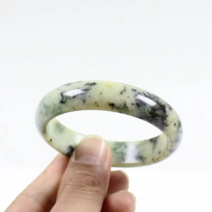 60mm Chinese 100% Nature New Black Green Xiuyu Jade Gems Bangle Bracelet j7563 - Picture 1 of 10