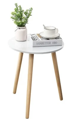 Round Side Table White Nightstand Coffee End Table For Living Room Bedroom Small - Image 1 of 4