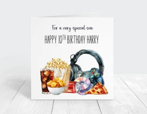 Personalised Special Son Birthday Card, Custom Name and Age, Gaming Theme - Picture 1 of 4