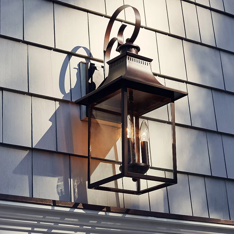 Linterna de pared exterior Quoizel Chancellor 2 luces 19 pulgadas cobre bronce Foto 1 de 4