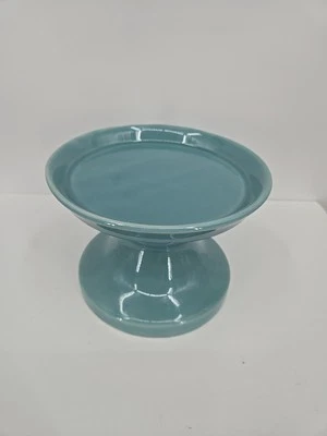 Pottery Barn Blue Turquoise Ceramic Stand Drink Dispenser Pedestal Riser 5" Tall - Image 1 of 4