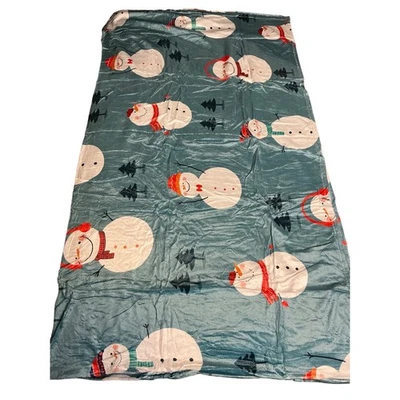 Cozy Plush Snowman Christmas Blanket Throw 50x60 Teal Blue - Image 1 of 4