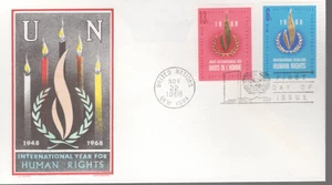 1968 UN FDC - Scott # 190-91 - Overseas Mailer adición a Jackson Cachet - Imagen 1 de 1